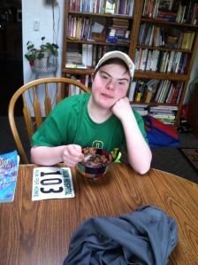 Maxman enjoying his chili on this lovely Sunday...though annoyed with this picture